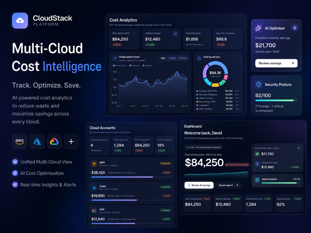 CloudStack Platform — multi-cloud cost intelligence dashboard preview
